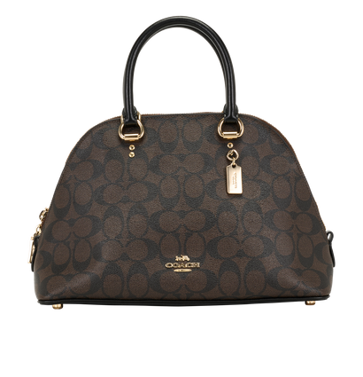 Katy Satchel, &pound;190, Handbags, Brown, Canvas, Front view
